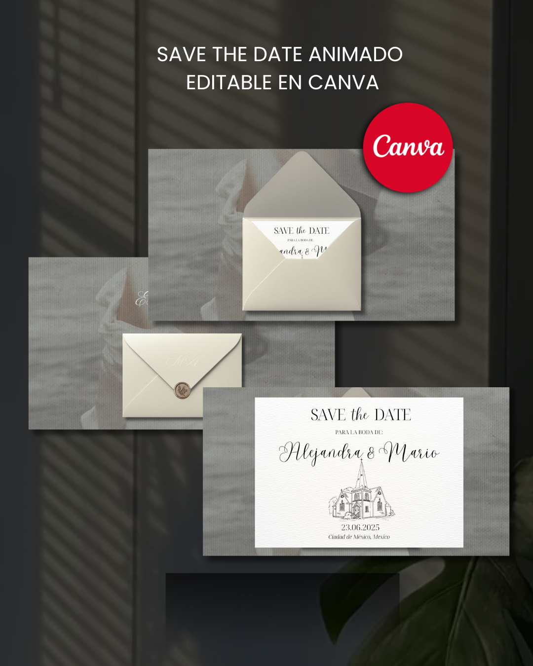 Save the date - Plantilla de video editable en Canva