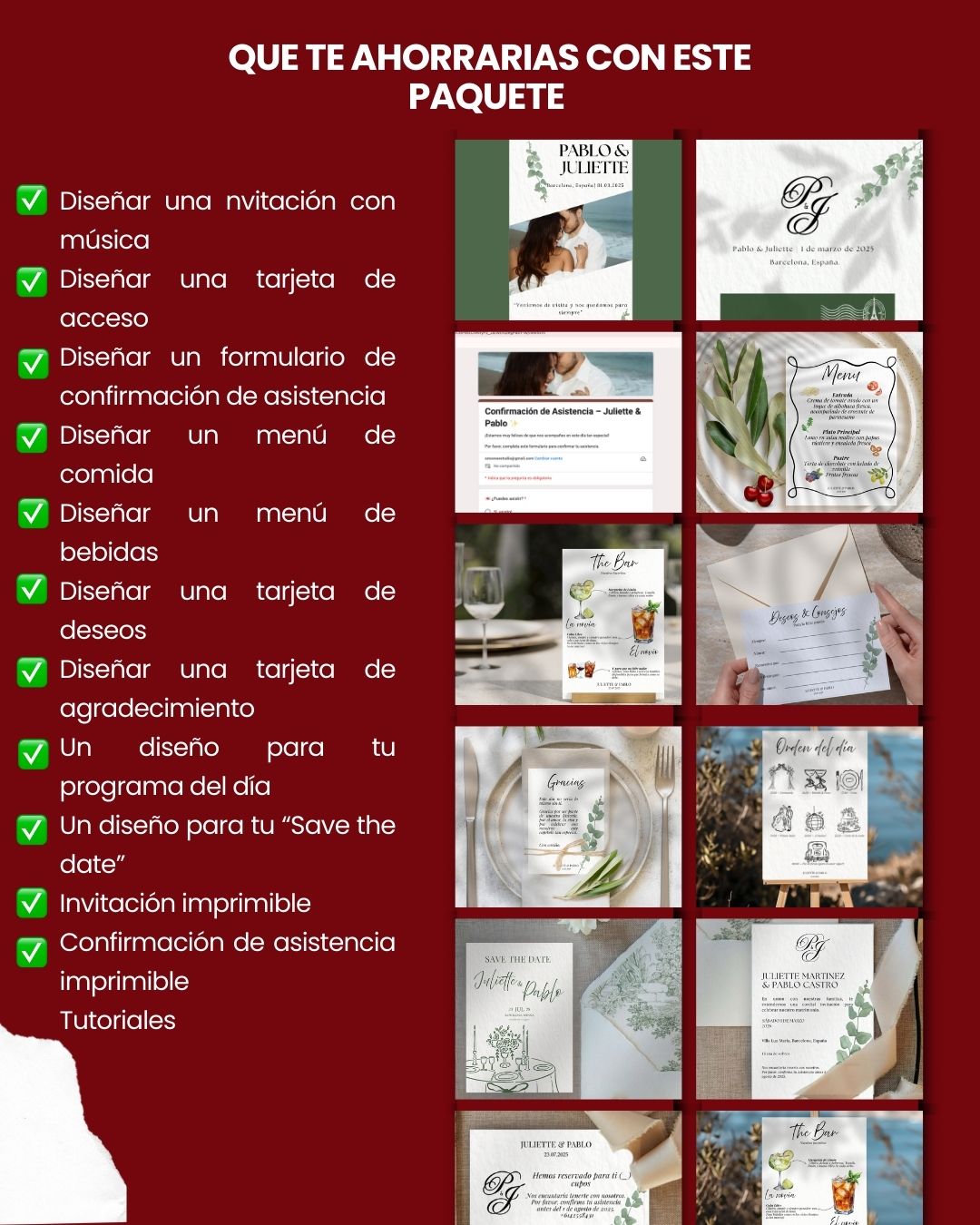 Juliette & Pablo Edición Especial de Plantillas para Bodas – Editable en Canva