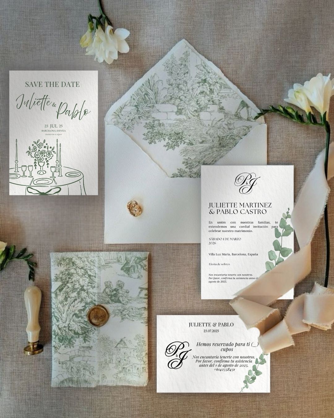 Juliette & Pablo Edición Especial de Plantillas para Bodas – Editable en Canva