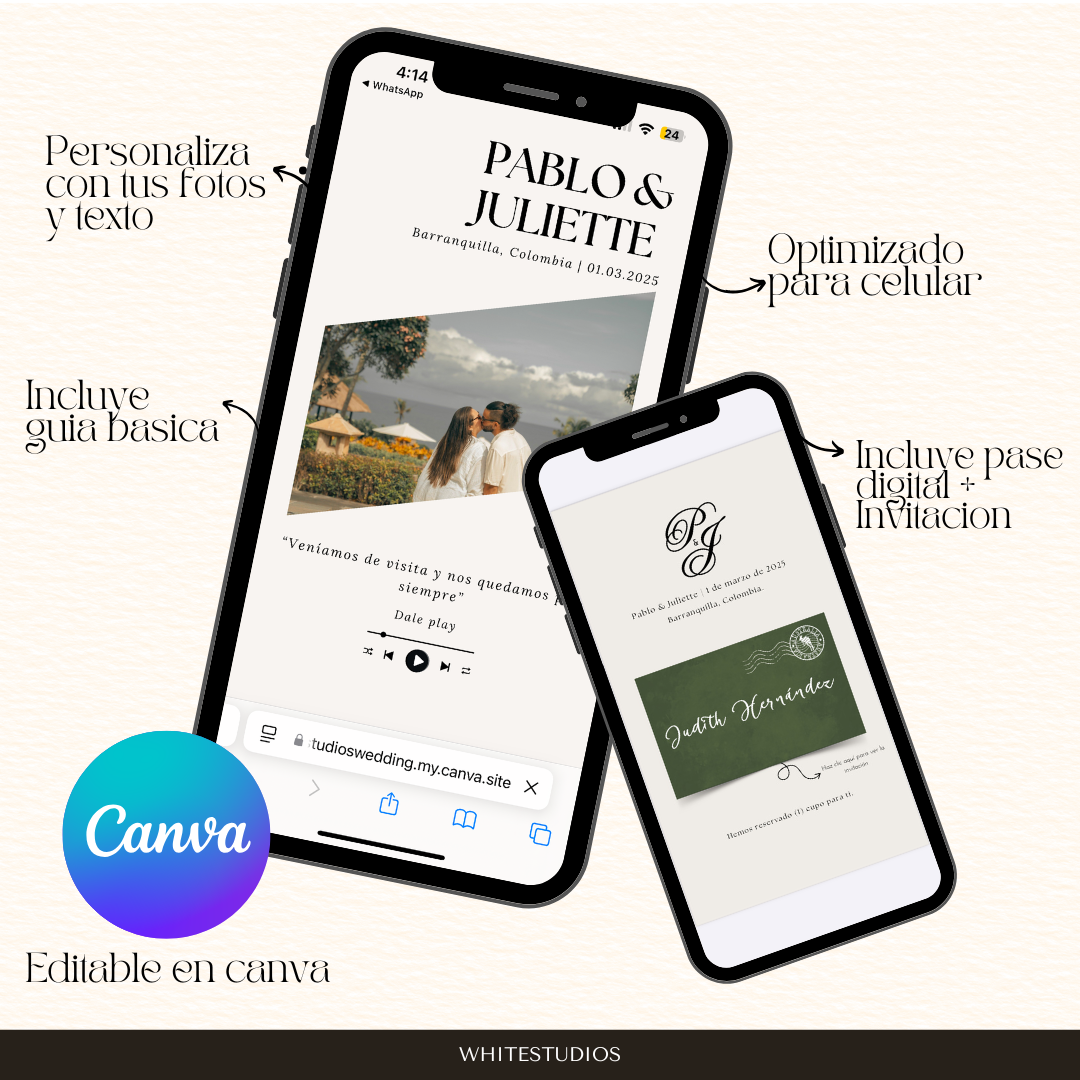 Pablo & Juliette ✨✨ - Set de Invitación y Pase Digital para Bodas 🎶 Con musica