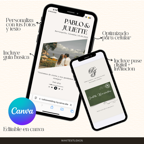 Pablo & Juliette ✨✨ - Set de Invitación y Pase Digital para Bodas 🎶 Con musica