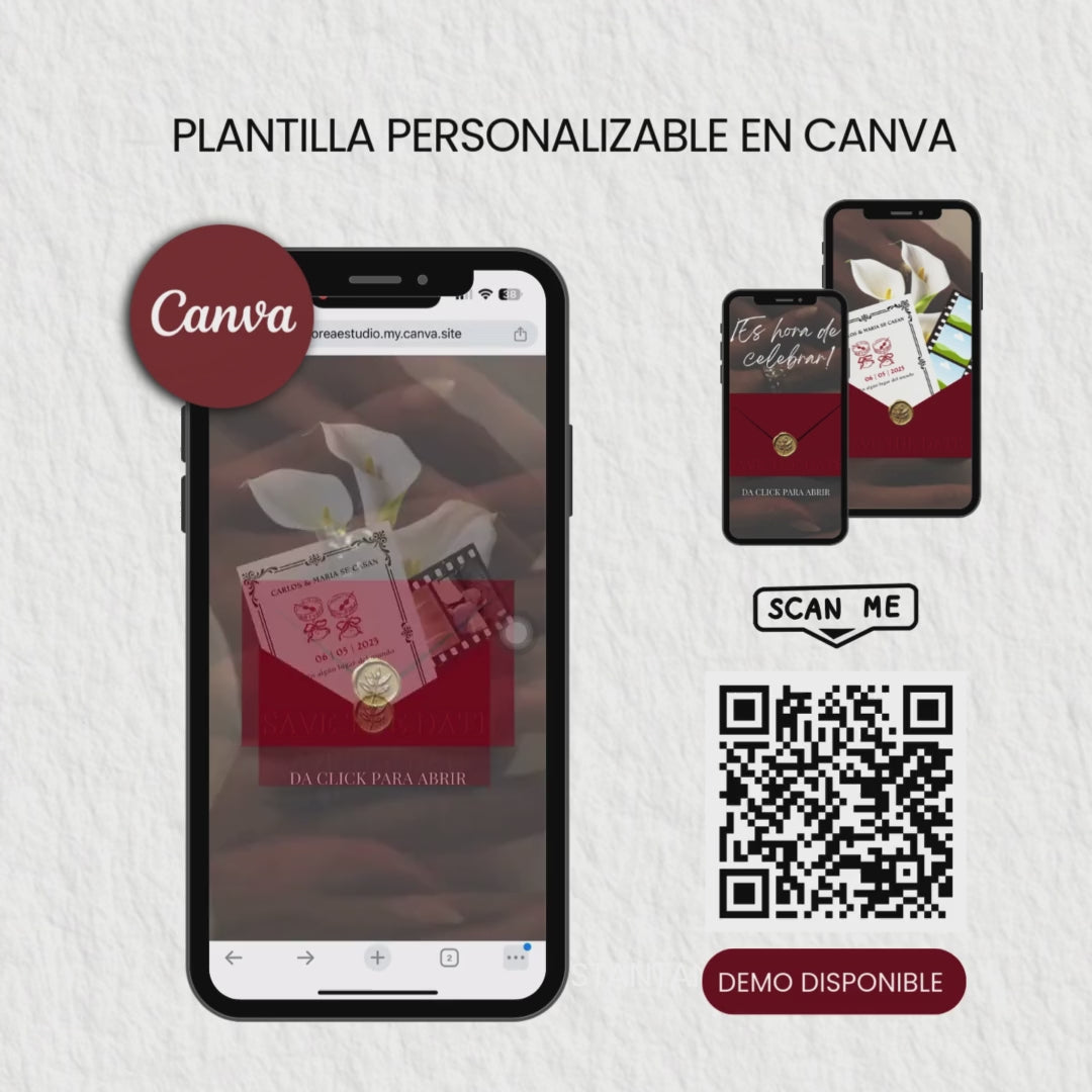 Save the date Rojo - Plantilla de sitio web editable en Canva